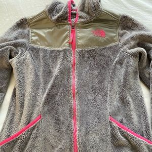 North Face grey fuzzy jacket